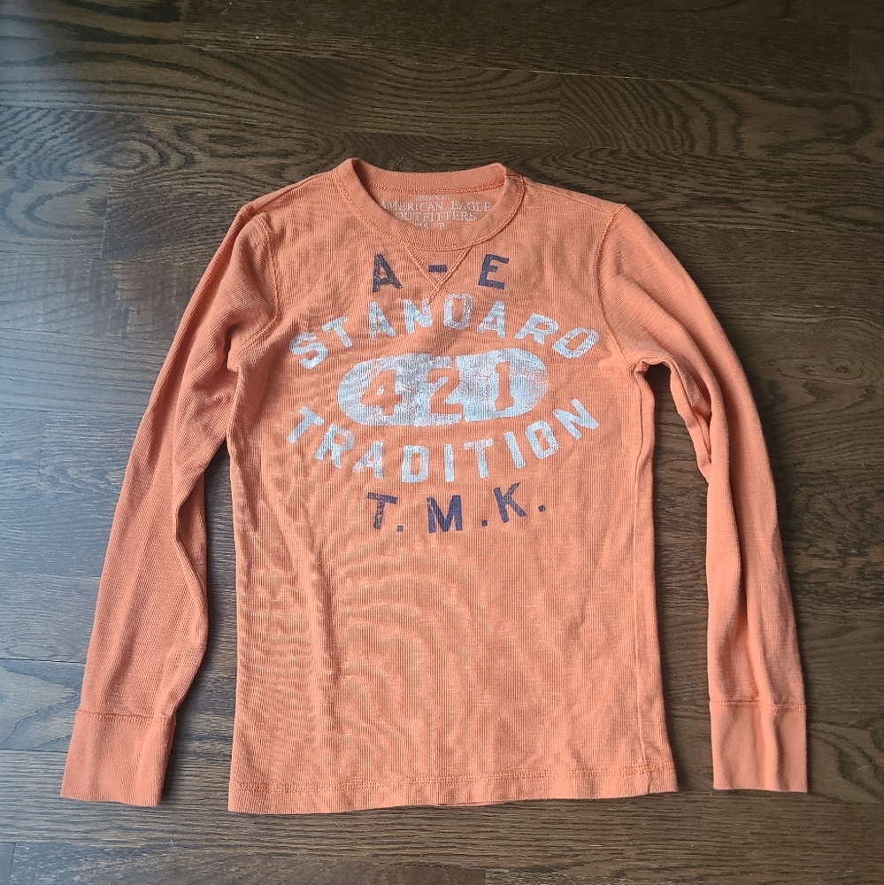 American Eagle Outffiters Orange Long Sleeve Mens Shirt Sz.S Long Sleve
